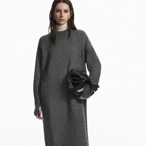 NWT COS Alpaca Wool Sweater Dress Charcoal Gray Size M! EXTREMELY RARE!